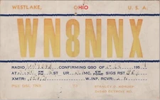 amateur ham radio QSL postcard WN8NNX Stanley Korzep 1954 Westlake Ohio