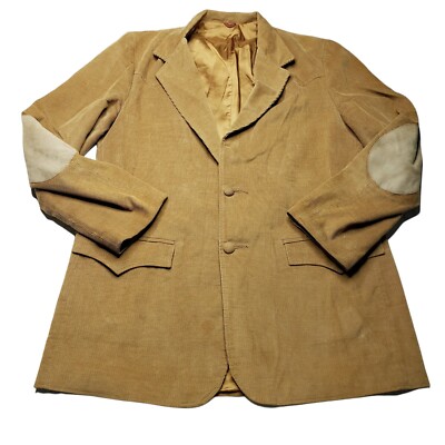 Pioneer Wear Corduroy Blazer Jacket Tan Suede Elbow Patches