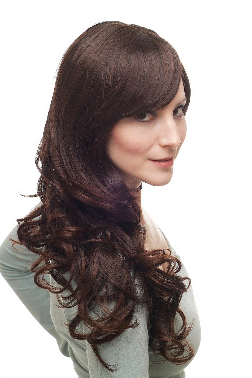 WIG ME UP Damenperücke Sehr Lang Glatt – Dunkelbraun-rotbraun, Ca. 50 Cm, Mit Kopfhautimitat