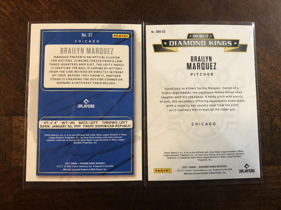 2021 panini diamond kings BRAILYN MARQUEZ rc lot (2) base & debut CUBS - Image 2 of 2