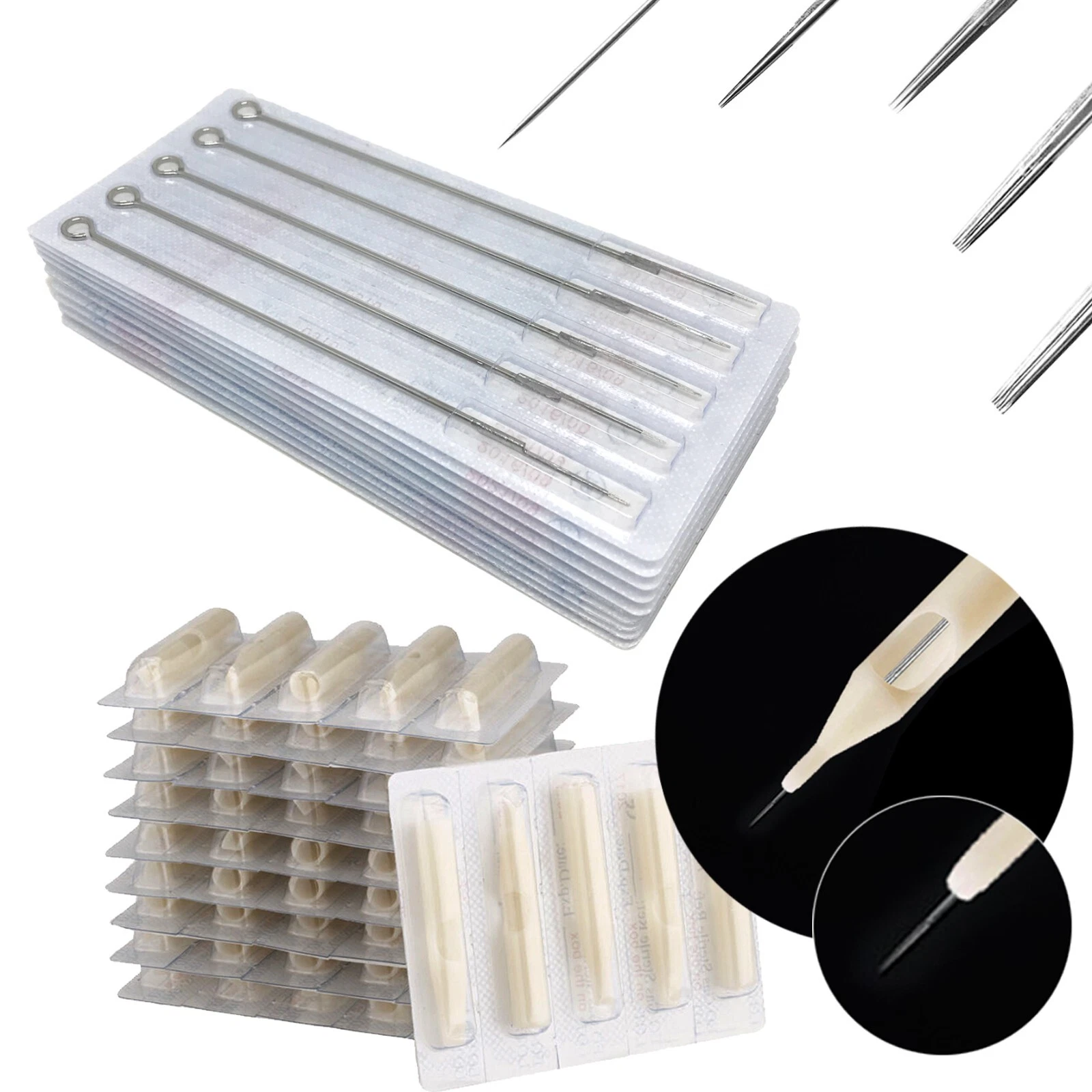 25,50,100 pcs Sterilized Tattoo Needles and Matching Tips RL/RS/F/M1/M2/RM - product detail image 1