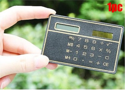 8 Digits Ultra Thin Slim Credit Card Solar Power Pocket Calculator Black Mini yb