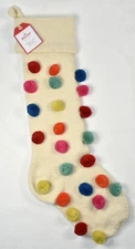 NWT Pottery Barn Kids POM POM MERRY & BRIGHT Christmas Stocking NO MONOGRAM NAME
