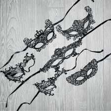 6 Black lace cloth mask and one plastic mask some masks need new ribbons sexy co