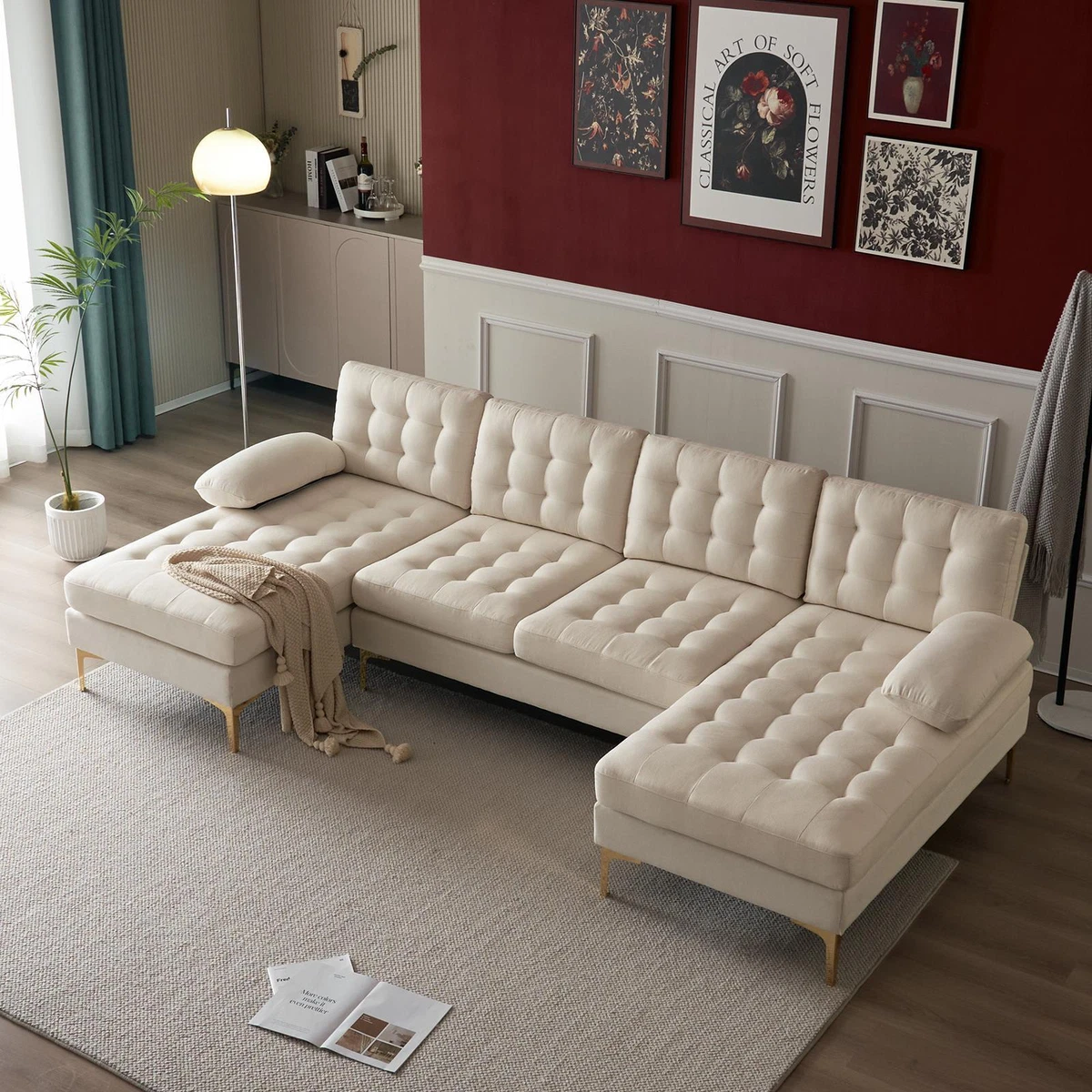 Sectional with wide on sale chaise lounge