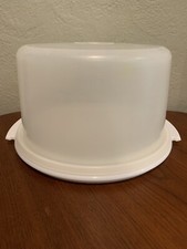 VINTAGE White / Sheer Tupperware Cake Taker Carrier Storage  684  683