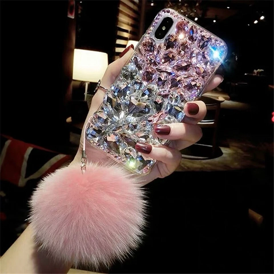 Linda Funda Carcasa Diamante Cristal 3D Para Samsung S22 S21 S20 Note20 S10 S9 con Correa Foto 2 de 4