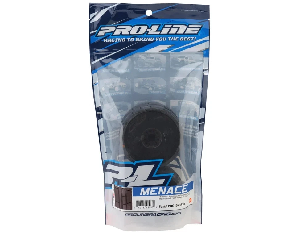 Pro-Line 1/8 Menace HP Speed Run Pre-Mount Belted Tires Black w/Velocity Wheels - Image 4 of 4