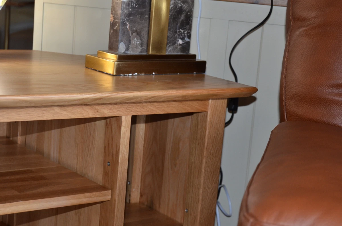 Corner TV Unit Oak Colour Open Shelves Large Television Media