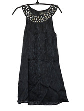 Guess Dress Black Size 7 Crystal Embellishment Rayon Silk Lined Side Zipper Mini