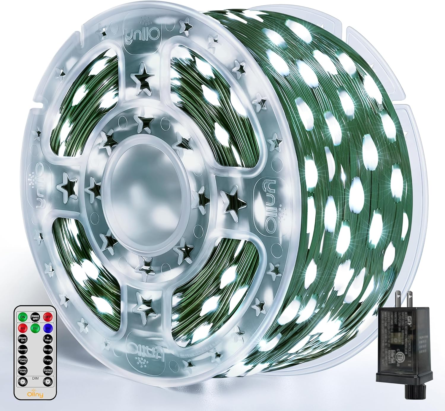 800 LED 262 FT Outdoor Christmas Lights with Green Wire IP67 Waterproof Plug-In