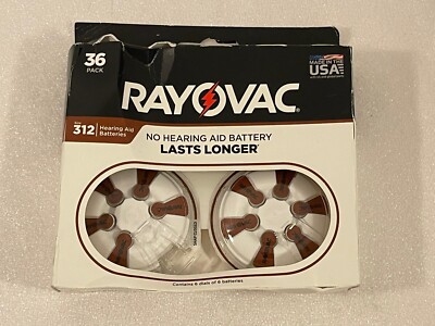36-Pack Rayovac Size 312 Hearing Aid Batteries Exp 2025 Brand New