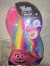 NEW Dream Works Trolls World Tour Queen Poppy Troll Rainbow Hair Wig Ages 3