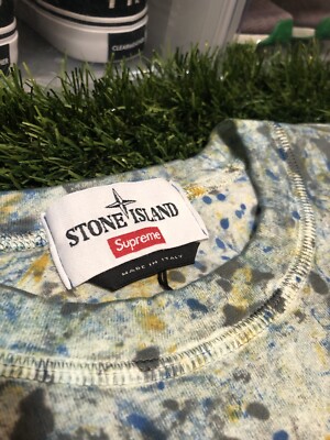 Supreme Stone Island Embroidered S/S Top Tee Blue | eBay