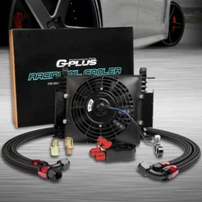 NEW UNIVERSAL 10AN 15 ROW TRANSMISSION ENGINE OIL COOLER + 7" ELECTRIC FAN KIT