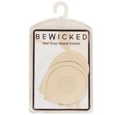 Tear Drop Shaped Pasties Nipple Covers Self Adhesive Three Pair Pack Nude 2324