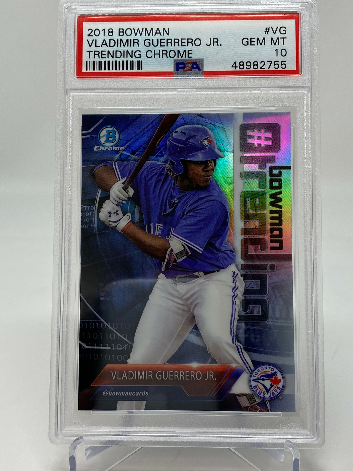 2018 Bowman Chrome #VG Vladimir Guerrero Jr. Trending Chrome Rookie Card PSA 10 view 6