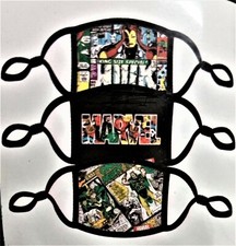 3 Pack Adult Adjustable Washable Marvel Cloth Face Masks- Marvel Comics Various