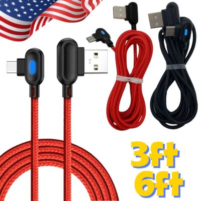 90 Degree Angle Type C USB-C Fast Charger Cable For Samsung Google Charging Cord