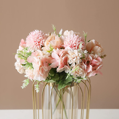 Artificial Peony Fake Flowers Silk Hydrangea Bouquet Faux Flower for Home Office