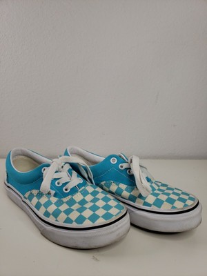 light blue and white checkered vans