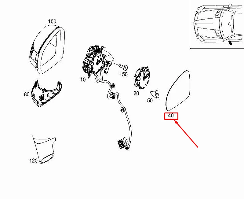 NEU MERCEDES-BENZ SL R231 VORDERE LINKE TÜRSPIEGELGLAS A1978100321  