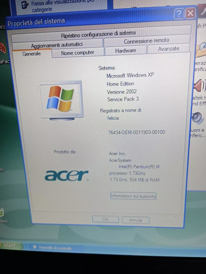 Computer pc notebook Travel mate 4062 windows xp perfettamente funzionante - Imagen 2 de 4