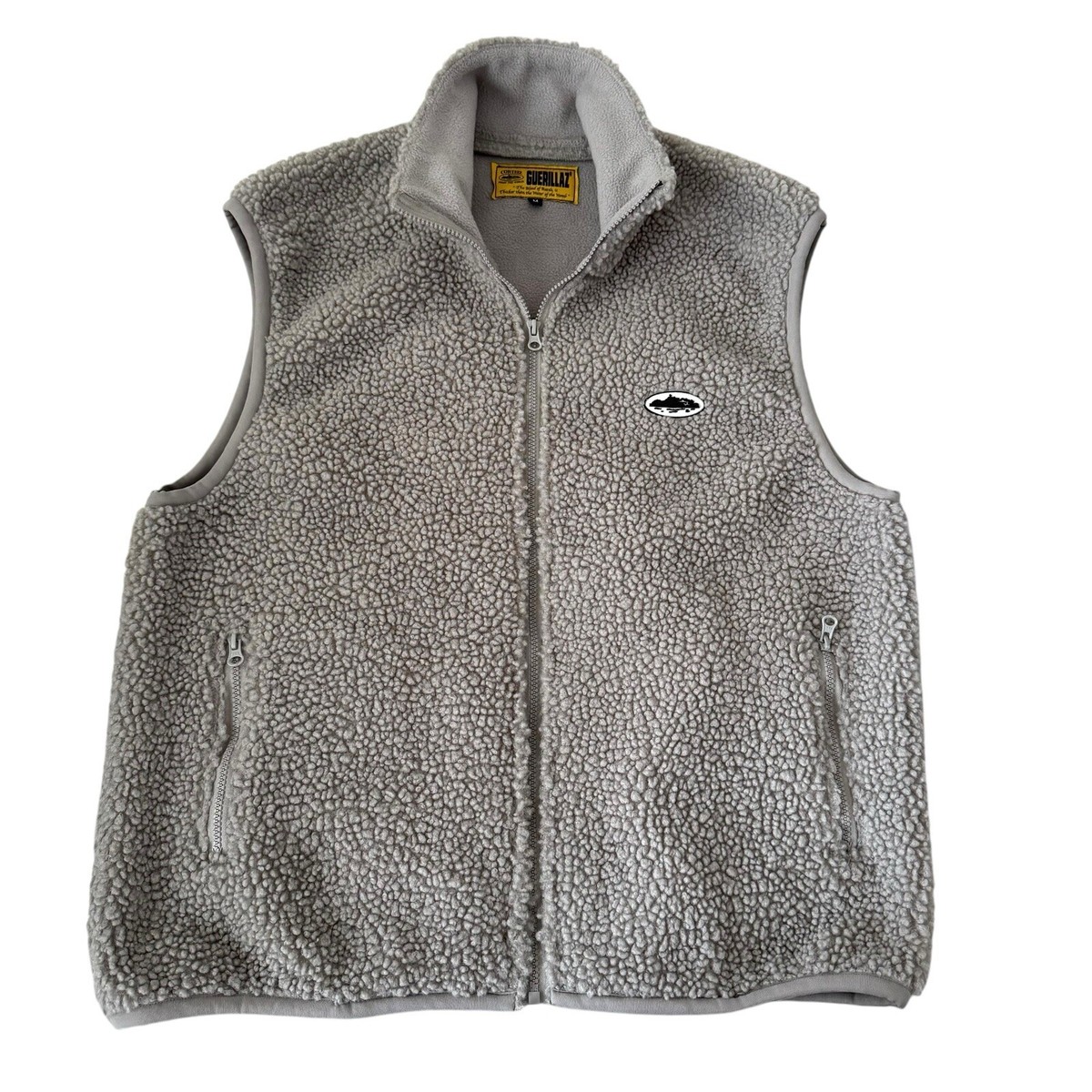 Corteiz Guerillaz Men's Sherpa Vest Size Medium Gray Full