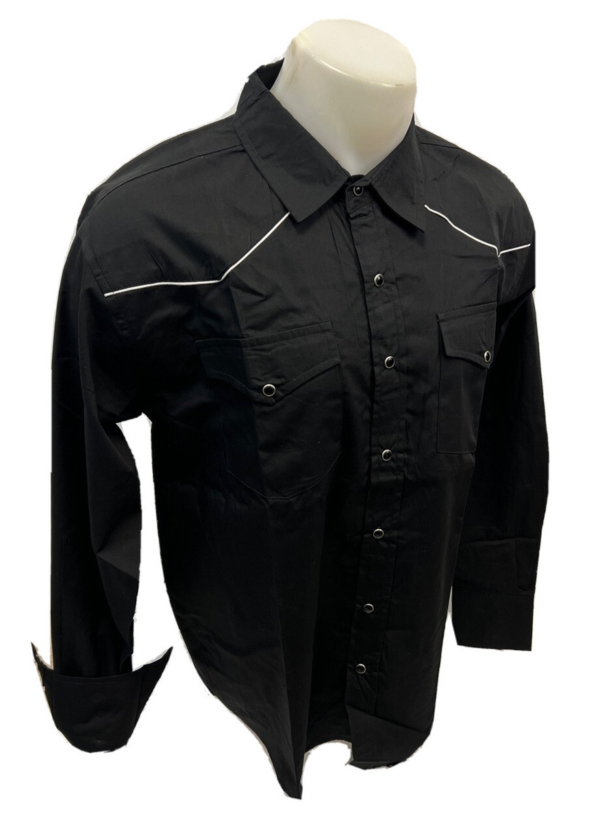 Uomo Rodeo Western Rosso Nero Stitch Manica Lunga Tessuta Scatto - Foto 6