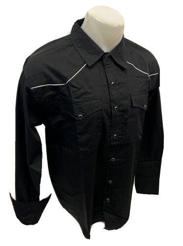 Chemise Cowboy Rock & Roll Homme Petite Taille S – Noire, Brodée, Snaps