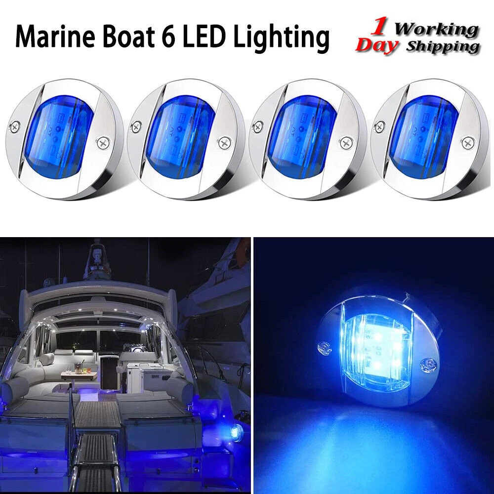 4x Marine Boat 6 LED Courtesy Lights Cabin Deck Walkway Stair