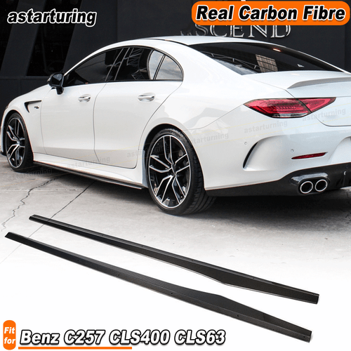 For Benz C257 CLS400 CLS550 CLS63 AMG 18-19 REAL Carbon Side Skirts Spoiler Lip - Picture 1 of 12