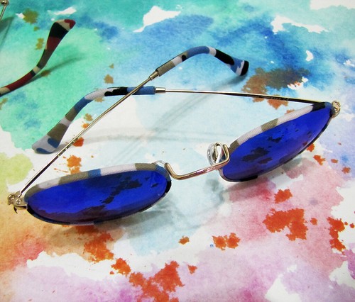 Slim camouflage small frame sunglasses with blue glasses-Unisex Sunglasses - Picture 7 of 9