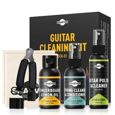 Gitarrenpflege-Set: Politur, Griffbrett&ouml;l, Saiten&ouml;l & Mikrofasertuch