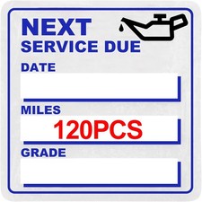 for Oil Change Sticker Static Cling, Clear Stickers 120 Pcs 2 x 2 Next Serv