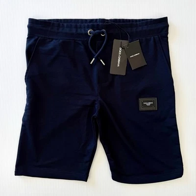 DOLCE & GABBANA Dark Blue Cotton Stretch Shorts With Drawstring - Size L - Imagen 1 de 4