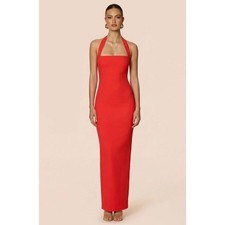 Nookie Boulevard Maxi Dress Cherry Red Full Length Gown Size Small