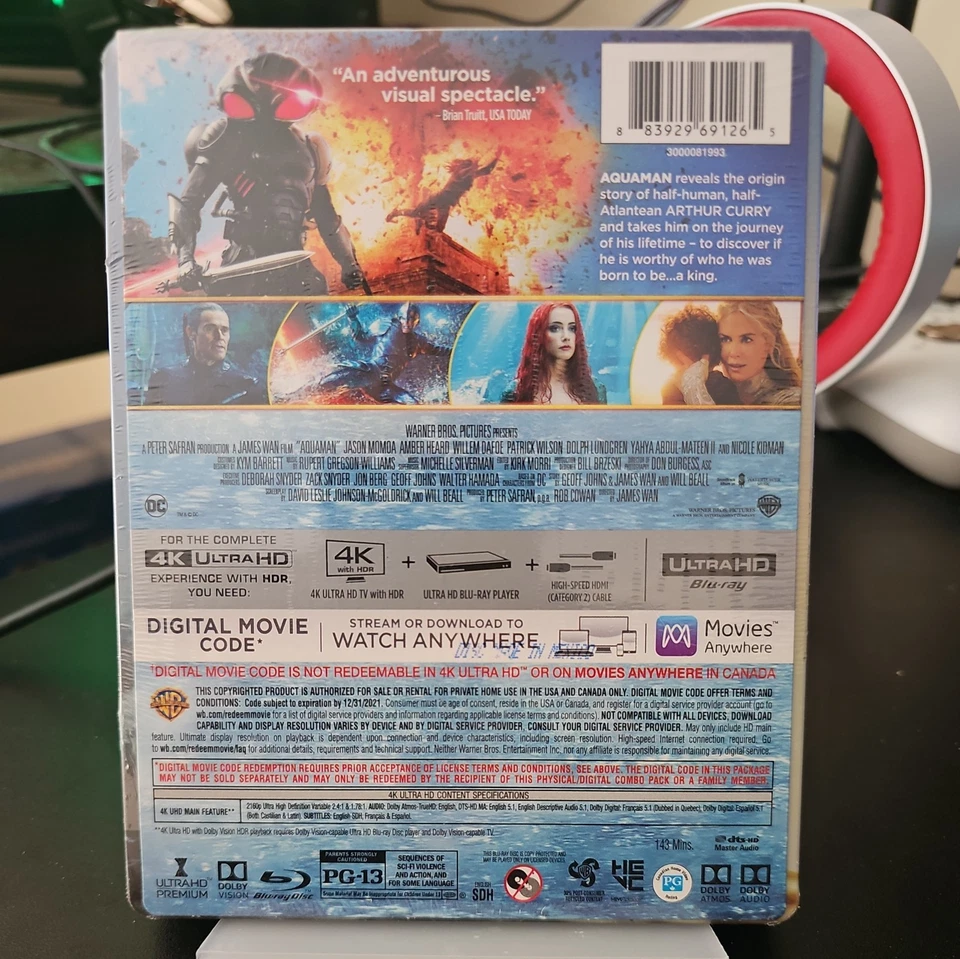 AQUAMAN 2019 Steelbook (4K Ultra HD + Digital Code) Factory Sealed Free Shipping - Image 2 of 2