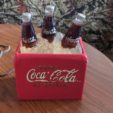 Coca-Cola Cooler Lamp Sign with Bottles and Ice Design, Red and Clear