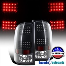 Fits 2007-2014 Gmc Sierra 1500 2500 3500 Black Led Tail Lamps 3rd Brake Lights