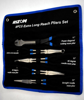 RIZOM 5-Piece 11 Inch Needle Nose Extra Long Reach Pliers Set for Narrow Spaces