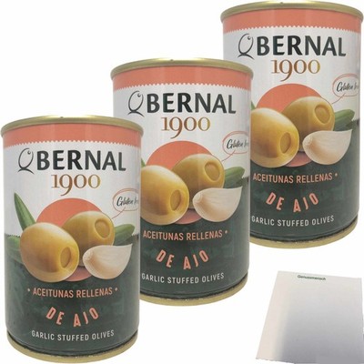 Bernal Aceitunas rellenas de Ajo Oliven mit Knoblauchpaste gefüllt 3x 292g Dose