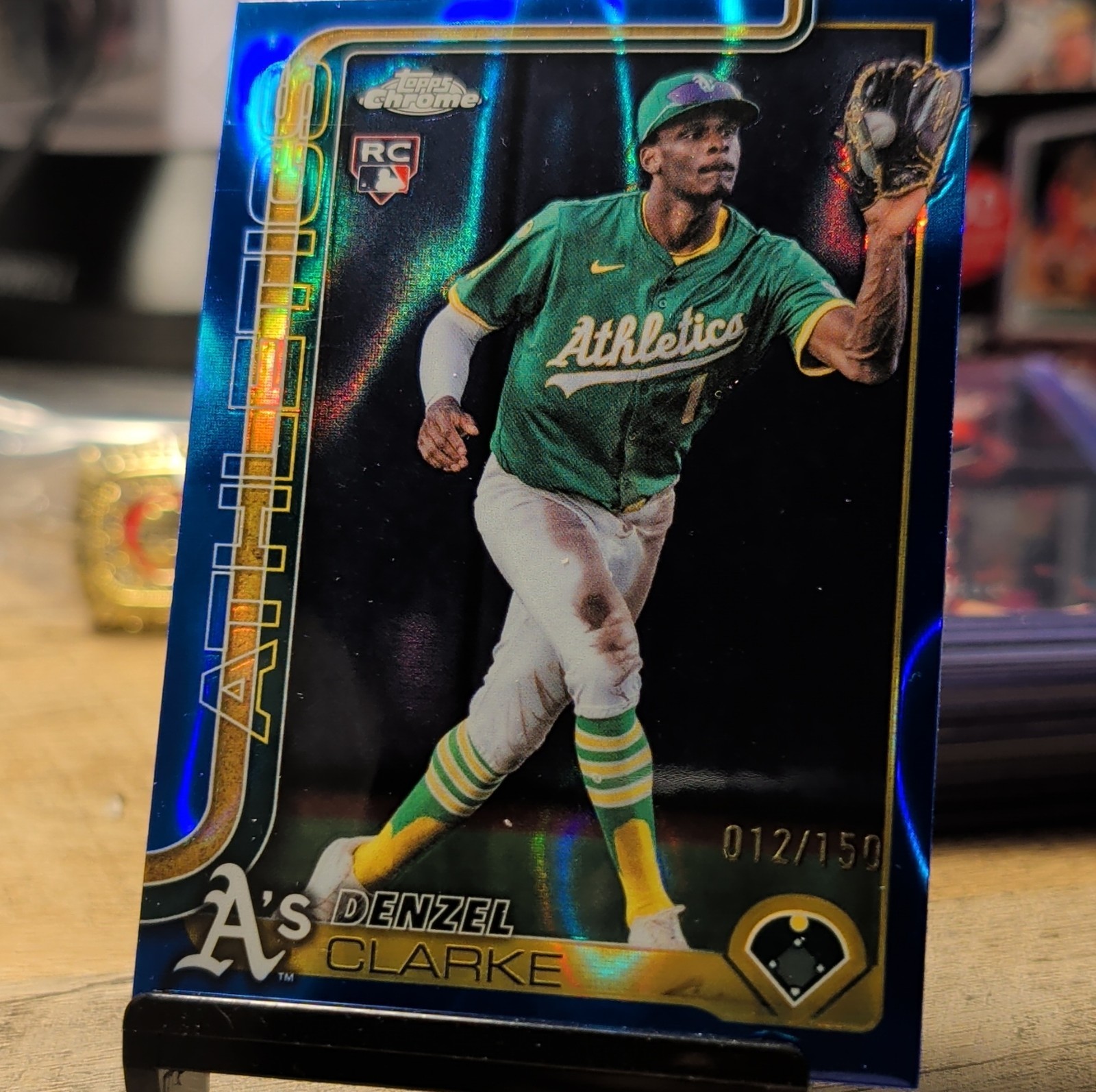 Topps 2025 Chrome Update #USC15 Blue RayWave Denzel Clarke Rookie /150 Athletics