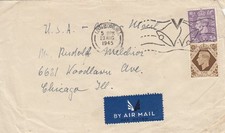 GB KGV1 Airmail cover with V for Victory slogan to Chicago, USA  August 1945