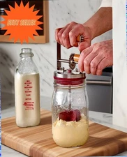 👉 Vintage Style Butter Churner Manual Hand Crank Glass Jar Home Kitchen Tool 🧈