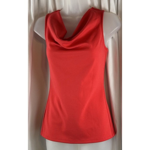 Ann Taylor Sleeveless Cowl Neck Blouse Dark Coral M professional 69-41 - Picture 7 of 12