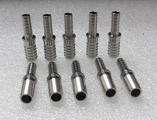  10-Pk 1/4" x 3/8" Stainless Steel Barbed Hose Reducing Splicer. New