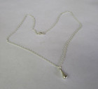 Vintage Sterling Silver 925 Modern Teardrop Charm Pendant Chain Necklace