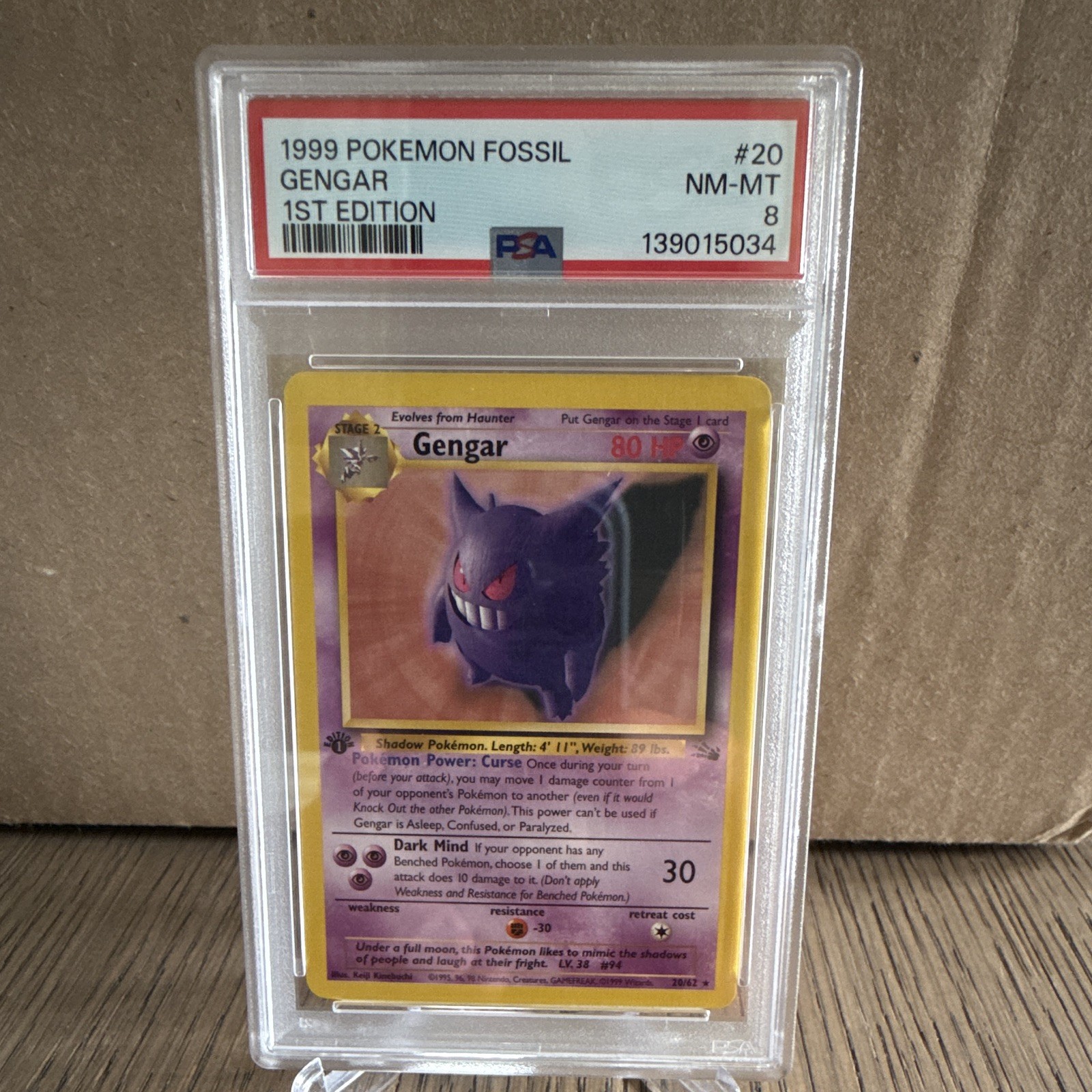 Wizards of the Coast Gengar 20/62 Fossil EN 1st Edition PSA 8 1999
