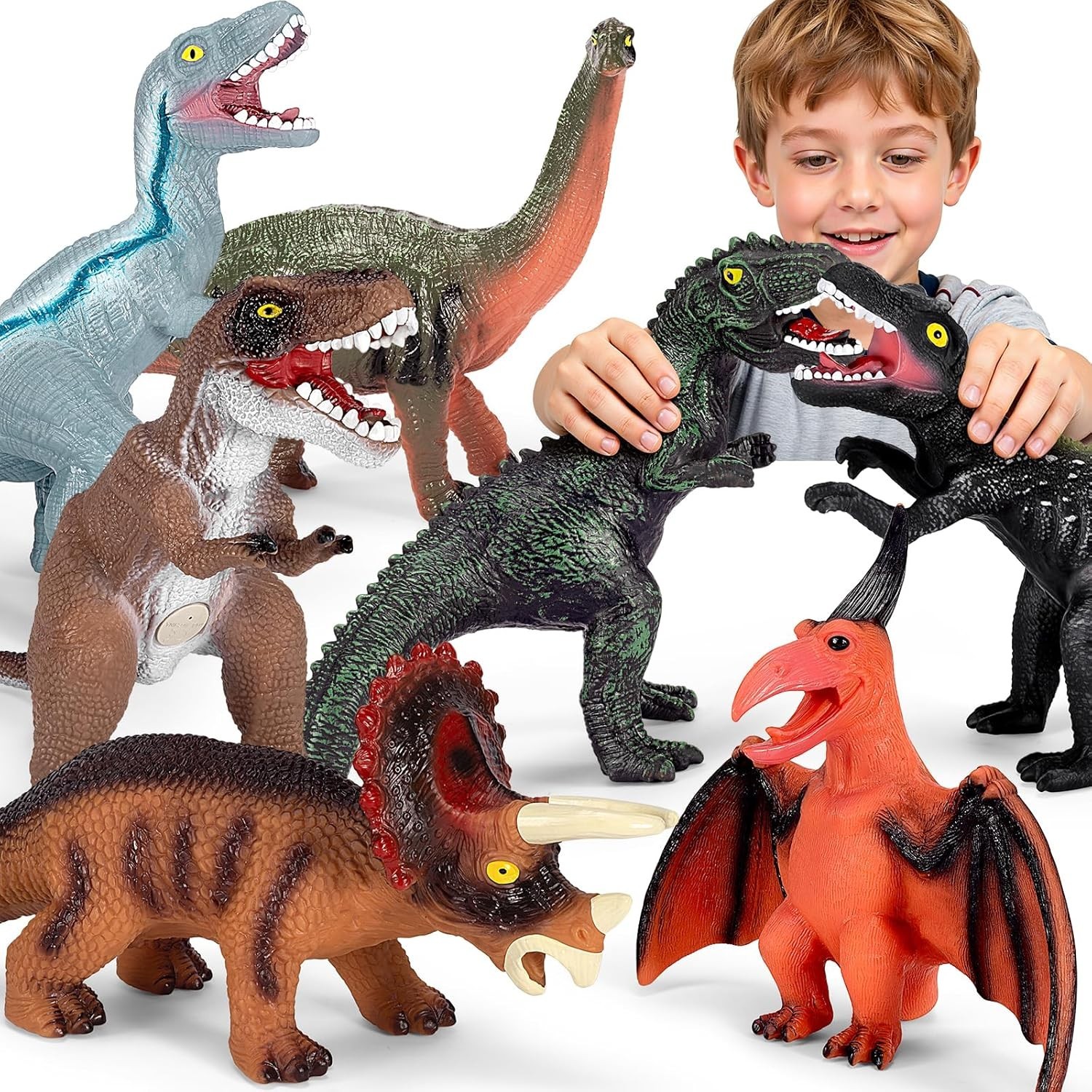 7 Piece Jumbo Dinosaur Toys Big Toy for Boys Realistic Giant..
